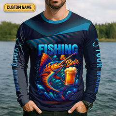 Maxcorners Fishing And Beer What Else Is There SPF Shirt For Men, Men's Fishing Shirt, Men's Fishing Shirt
