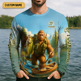 Maxcorners Bigfoot Legendary Adventures Await Bass Fishing Shirt, Funny Fishing Shirt, Presents For Fishermen