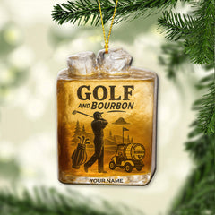 Maxcorners Golf And Bourbon Ornament, Golf Ornament Christmas Gift, Golf Decor For Golfer