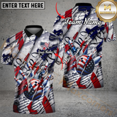 Maxcorners American Patriot Bowling Jersey Customized Name, Team Name 3D Polo Shirt