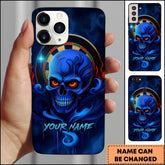Maxcorners Billiards Blue Flame Skull Roulette Wheel Personalized Name Phone Case