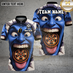 Maxcorners Demon Darts Shirt Crazy Screaming Face with Mouth Dartboard Multioptions Personalized Name, Team Name Unisex 3D Shirt (4 Colors)
