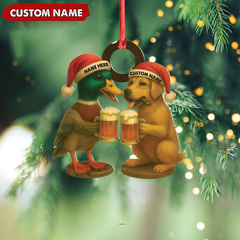 Maxcorners Custom Duck & Dog Acrylic Christmas Ornament - Personalized Hunter Gift LM0411