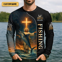 Maxcorners Followe Me And I Will Make You Fishers Of Men, Jesus Fishing Shirt, SPF Shirt For Men, Gift For Fisherman
