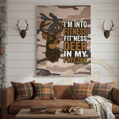 Maxcorners Camouflage Hunting Canvas Art - Funny Deer Fitness Quote Print