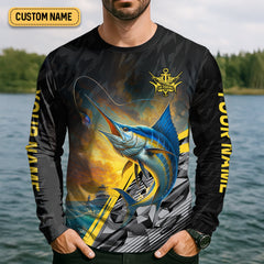 Maxcorners Find Your Wild Swordfish Fishing SPF Shirt For Men, Gift For Fisherman, Men's Fishing Shirt