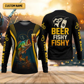 Maxcorners Beer Fishy Fishy Funny Fishing Shirt, SPF Shirt For Men, Fishing And Beer Men's Fishing Shirt