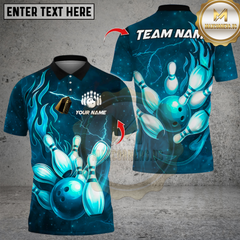 Maxcorners Flame Thunder Bowling Multicolor Customized Name, Team Name 3D Shirts