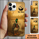 Maxcorners Artist Hunting Duck You Mallard Lake Sunset Circle Logo Personalized Name Phone Case