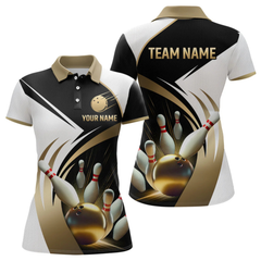 Maxcorners Gold Bowling Custom Men Bowling Shirt Polo & Quarter-Zip Bowling Team Jerseys LM064