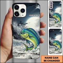 Maxcorners Mahi-mahi Fishing Moon Ocean Splash Personalized Name Phone Case