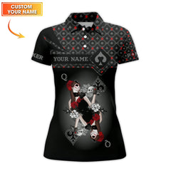 Maxcorners Men's Poker Shirt, Queen Of Spades Clothing Custom Name, Funny Poker T-ShirtsLM1009