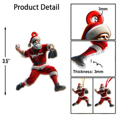 Maxcorners Custom Name Baseball Santa Ornament, Baseball Lover Christmas Gift 2D Flat LM2211