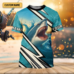 Maxcorners Shark Fishing SPF Shirts, Shark Attack Danger Area Fishing Shirts For Men, Funny Fisherman Gift