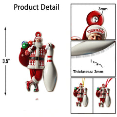 Maxcorners Custom Name Bowling Santa Ornament, Bowling Lover Christmas Gift 2D Flat LM2111