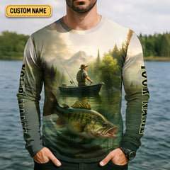 Maxcorners Born To Fish Forced To Work Fishing SPF Shirts, Custom Fishing Shirts, Fishing Shirts For Men, Funny Fisherman Gift