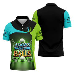 Maxcorners Always Wash Your Balls Custom Golf Polo Shirt, Funny Golf Shirt, Mens Golf Gift