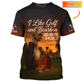 Maxcorners Custom Golf Polo Shirt, Bourbon Lover Golf Tee Sunset Style, Funny Golf Gift for Men