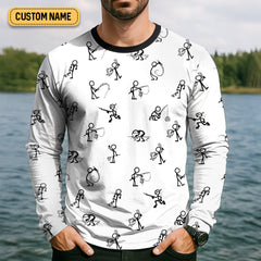 Maxcorners Funny Stick Figure Fishing Pose SPF Shirt For Men, Funny Fishing Shirt, Fishing Shirts For Men