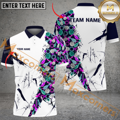 Maxcorners Happy Bowler Pattern Bowling Jersey Multicolor Option Customized Name, Team Name 3D Polo Shirt