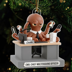 Maxcorners 3D Effect Multitasking Octopus - Personalized Acrylic Ornament - Funny Gift For Coworkers, Boss, Team Leader 2D Flat TU2511