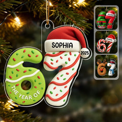 Maxcorners 3D Effect 67 Six Seven 2025 Slang Signature Christmas Pattern - Personalized Acrylic Ornament - Funny Christmas Gift For Teen, Grandkid, Gen Alpha 2D Flat TU2511