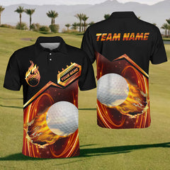Maxcorners Falming Golf Ball Golf Polo Shirt, Mens Golf Shirt, Gift For Golfers