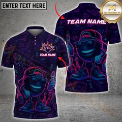 Maxcorners Bowling Neon Cool Bowler Multicolor Customized Name, Team Name 3D Shirts