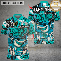 Maxcorners Bowling Funny Shark Graffiti Multicolor Customized Name, Team Name 3D Shirts