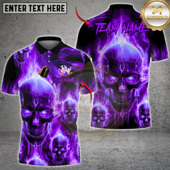 Maxcorners Bowling Flame Skull Team Design Multicolor Customized Name, Team Name 3D Shirts