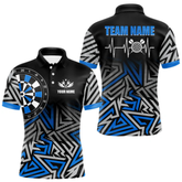 Maxcorners Personalized Darts Heartbeat Zig-Zag Pattern Custom Dart Shirts For Men, Dart Team Jersey|Blue LM105