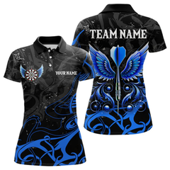 Maxcorners Personalized Blue Black Arrow Wings Dart Shirts For Men Team Darts Jerseys LM054