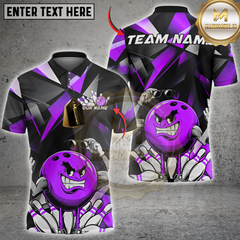 Maxcorners Angry Bowling Ball Multicolor Customized Name, Team Name 3D Shirts