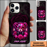 Maxcorners Darts Pink Gothic Bear Rose Diamond Personalized Name Phone Case