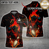 Maxcorners Viking Flame Bowling Multicolor Customized Name, Team Name 3D Shirts