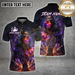 Maxcorners Bowling Shirts Gorilla Fire Smoke Design Multi Options Personalized Name, Team Name 3D Shirt