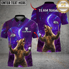 Maxcorners Savage Bear Golf Polo Shirt Customized Name, Team Name 3D Shirts