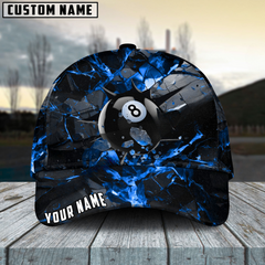 Maxcorners Billiard Ball 8 Dark Material Personalized Name 3D Cap (6 Colors)