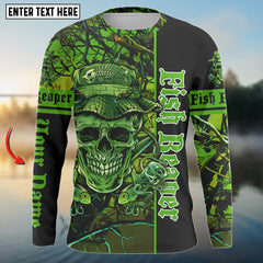 Maxcorners Fish Reaper Green Camo Customize Name 3D Shirt