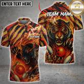 Maxcorners Bowling Wild Fire Tigers Multicolor Customized Name, Team Name 3D Shirts