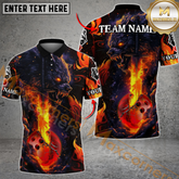 Maxcorners Fiery Wolf Bowling Jersey Multicolor Options Personalized Name, Team Name 3D Shirt