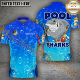 Maxcorners Pool Shark Billiard Jersey Multicolor Options Personalized Name, Team Name 3D Polo Shirt (4 Colors)