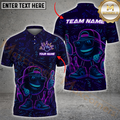 Maxcorners Bowling Neon Cool Bowler Multicolor Customized Name, Team Name 3D Shirts