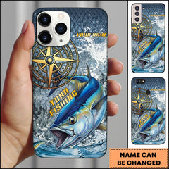 Maxcorner Tuna Fishing Compass Water Splash Personalized Name 3D Phone Case