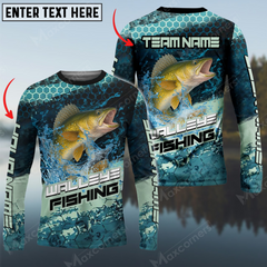 Maxcorners Walleye Fishing Aqua Strikephy Sun Protection Personalized Name, Team Name Long Sleeve Shirt