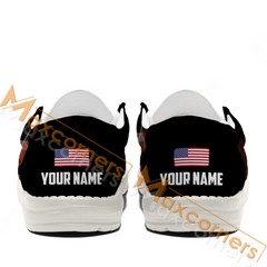 Maxcorners Billiard Purple Heavenly Flame Personalized Name Canvas Loafer Shoes