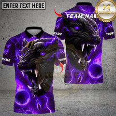 Maxcorners Black Panther With Bowling Multicolor Customized Name, Team Name 3D Shirts 11