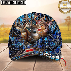 Maxcorners Deer Hunting Camo With American Flag Personalized Hat 3D Printed Multicolor