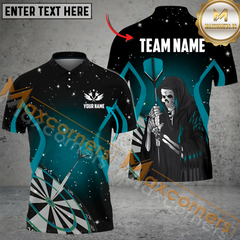 Maxcorners Darts Grim Reaper Stars Mutilcolor Option Customized Name, Team Name 3D Polo Shirt