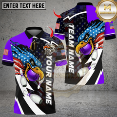 Maxcorners Bowling Eagle US Flag Multicolor Customized Name, Team Name 3D Shirts